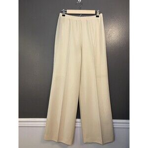 Vintage devon Pants Womens 16 Petite Cream Polyester Elastic Waist Wide Leg 70s